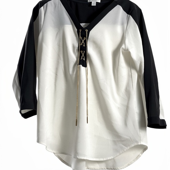 New York & Company Tops - New York & Company Black and Cream Blouse size small